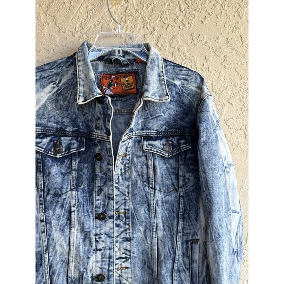 Rolling Paper Vintage Large Distressed Acid Wash Denim Women’s Jean Jacket Boho - Picture 6 of 13